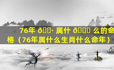 76年 🌷 属什 🐎 么的命格（76年属什么生肖什么命年）